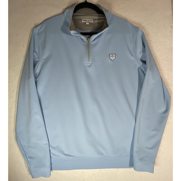 Peter Millar Men 1/4 Zip Blue Large Columbia University Crest Stretch Golf - Picture 2 of 9